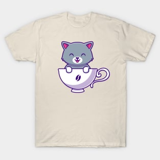 Cute Cat In Cup Coffee T-Shirt